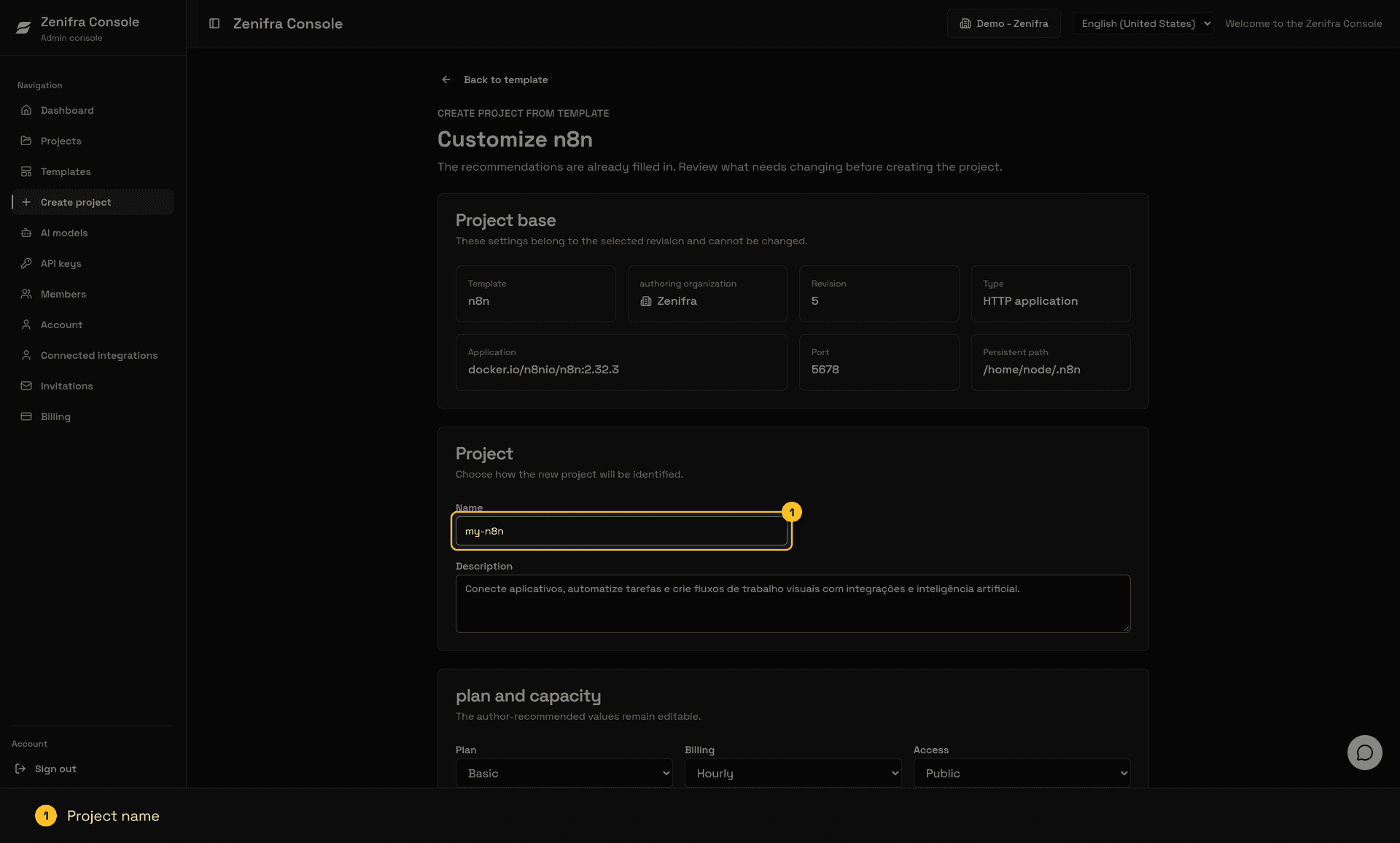 Customize n8n page with the project name highlighted